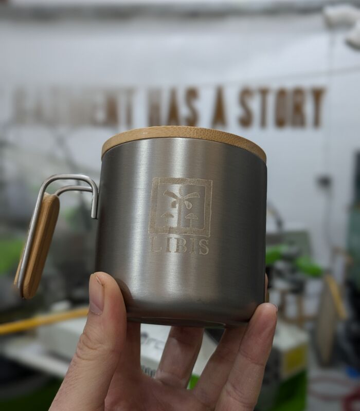 Recycled Stainless Insulated Mug with Bamboo Lid Thumbnail